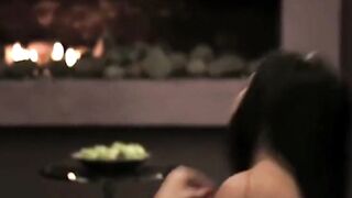 Hot Indian wife with huge tits masturbating and licking boobs