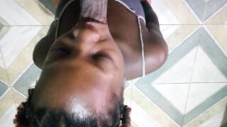 Chocolate Ebony Thot from the Block she Stuffing Dick down her Throat again