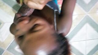 Chocolate Ebony Thot from the Block she Stuffing Dick down her Throat again