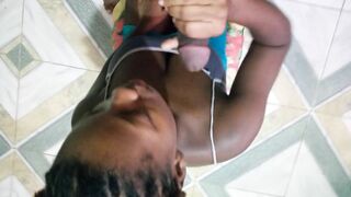 Chocolate Ebony Thot from the Block she Stuffing Dick down her Throat again