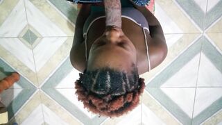 Chocolate Ebony Thot from the Block she Stuffing Dick down her Throat again