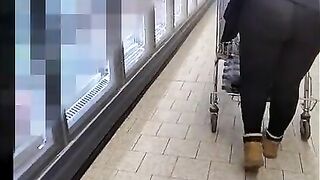 Risky Public Handjob in Supermarket & Cumshot in Panties