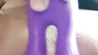 Double penetration with clit vibrator makes Mommy Orgasm