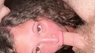 Bbw brunette milf gives hot blowjob